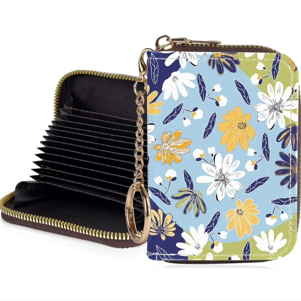 Floral Zipper Wallet with Keychain